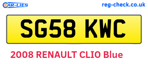 SG58KWC are the vehicle registration plates.