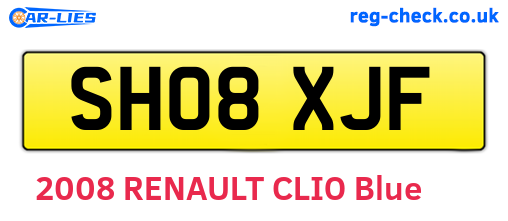 SH08XJF are the vehicle registration plates.