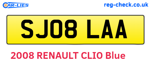 SJ08LAA are the vehicle registration plates.