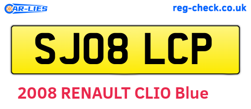 SJ08LCP are the vehicle registration plates.