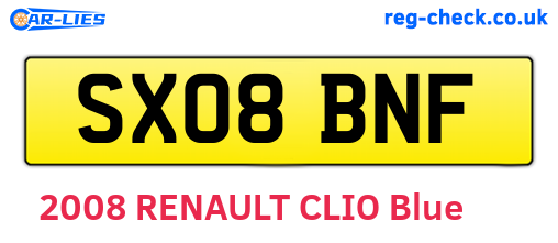 SX08BNF are the vehicle registration plates.