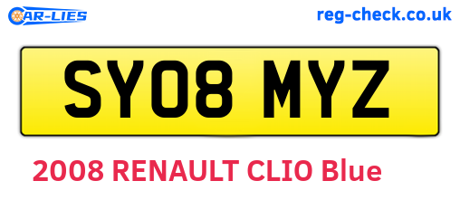 SY08MYZ are the vehicle registration plates.