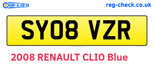 SY08VZR are the vehicle registration plates.