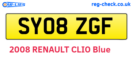 SY08ZGF are the vehicle registration plates.