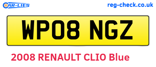 WP08NGZ are the vehicle registration plates.