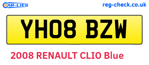 YH08BZW are the vehicle registration plates.