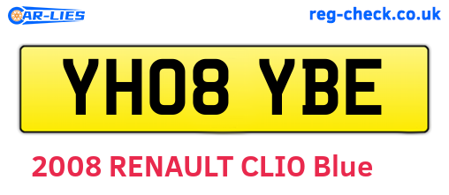 YH08YBE are the vehicle registration plates.