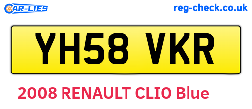 YH58VKR are the vehicle registration plates.