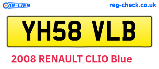 YH58VLB are the vehicle registration plates.