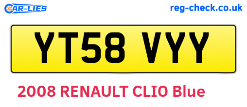 YT58VYY are the vehicle registration plates.