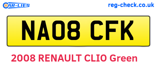 NA08CFK are the vehicle registration plates.
