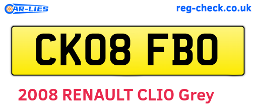 CK08FBO are the vehicle registration plates.