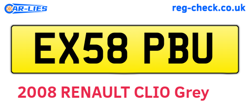 EX58PBU are the vehicle registration plates.