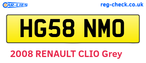HG58NMO are the vehicle registration plates.