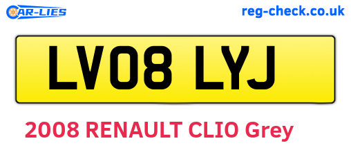 LV08LYJ are the vehicle registration plates.