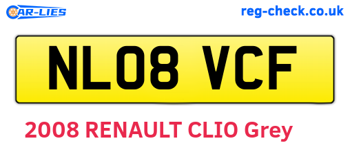 NL08VCF are the vehicle registration plates.