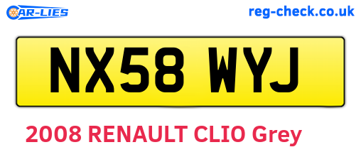 NX58WYJ are the vehicle registration plates.