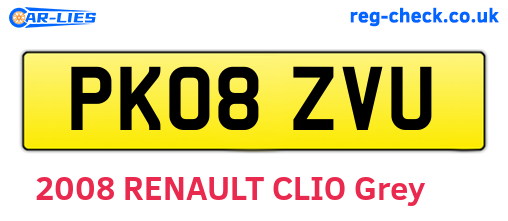 PK08ZVU are the vehicle registration plates.