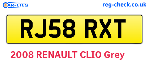 RJ58RXT are the vehicle registration plates.