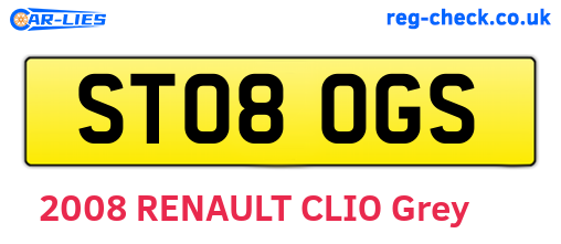 ST08OGS are the vehicle registration plates.