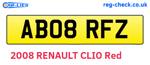 AB08RFZ are the vehicle registration plates.