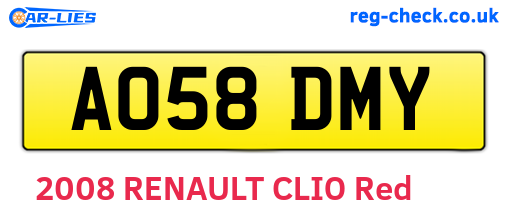 AO58DMY are the vehicle registration plates.