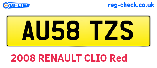 AU58TZS are the vehicle registration plates.