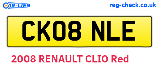 CK08NLE are the vehicle registration plates.