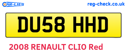 DU58HHD are the vehicle registration plates.