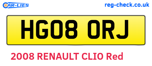 HG08ORJ are the vehicle registration plates.