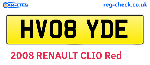 HV08YDE are the vehicle registration plates.