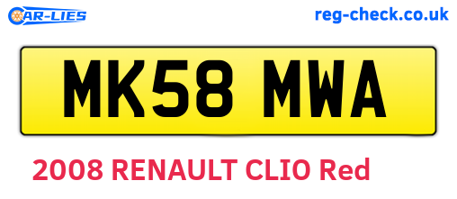 MK58MWA are the vehicle registration plates.