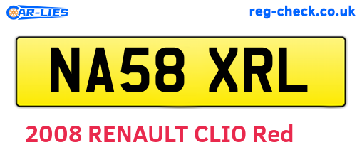 NA58XRL are the vehicle registration plates.