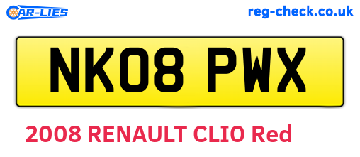 NK08PWX are the vehicle registration plates.