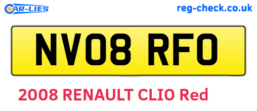 NV08RFO are the vehicle registration plates.