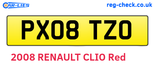 PX08TZO are the vehicle registration plates.