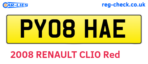 PY08HAE are the vehicle registration plates.