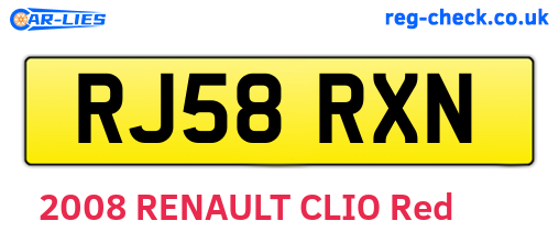 RJ58RXN are the vehicle registration plates.