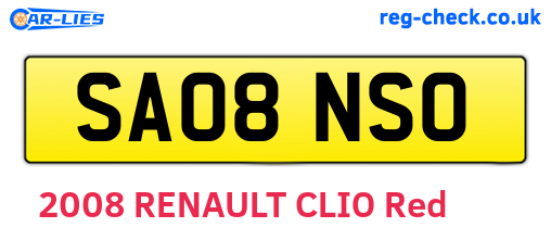 SA08NSO are the vehicle registration plates.