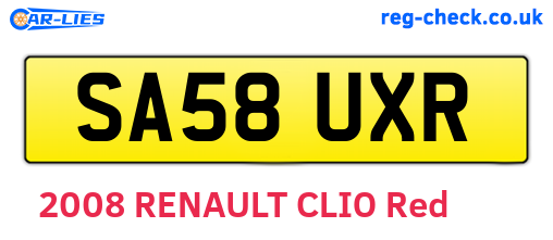 SA58UXR are the vehicle registration plates.