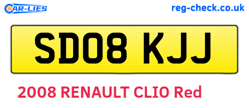 SD08KJJ are the vehicle registration plates.
