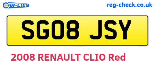 SG08JSY are the vehicle registration plates.