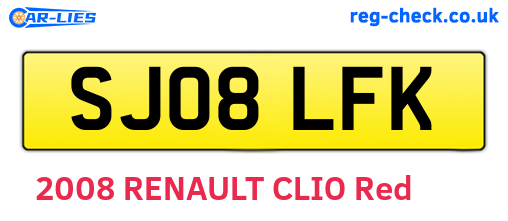 SJ08LFK are the vehicle registration plates.