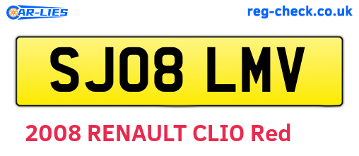 SJ08LMV are the vehicle registration plates.