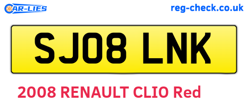 SJ08LNK are the vehicle registration plates.
