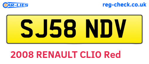 SJ58NDV are the vehicle registration plates.