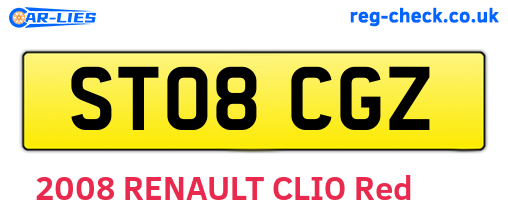 ST08CGZ are the vehicle registration plates.