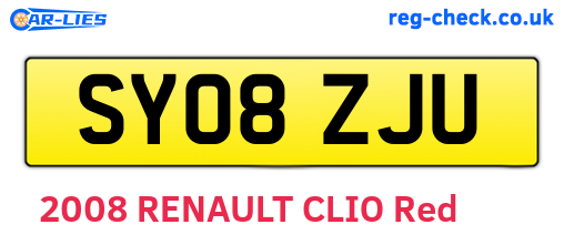 SY08ZJU are the vehicle registration plates.
