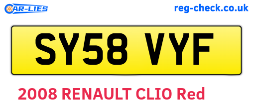 SY58VYF are the vehicle registration plates.