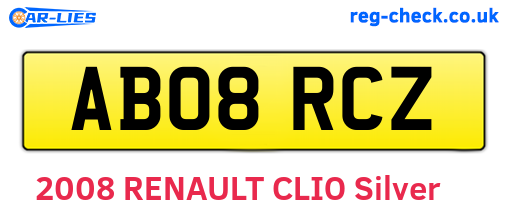 AB08RCZ are the vehicle registration plates.